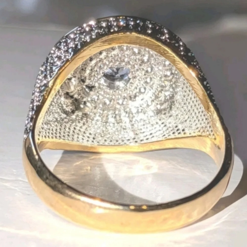 Mens 4ct Oval Cut Moissanite Prong Engagement Dome Ring 14k Yellow Gold Sz 10
